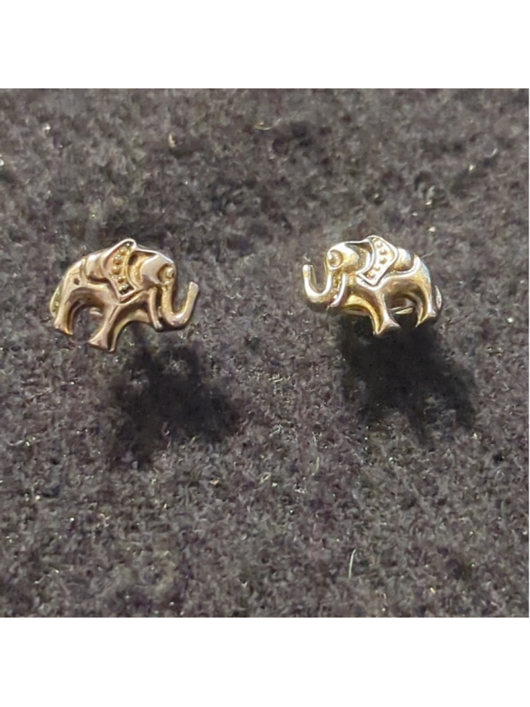 Silver Tone Elephant Dainty Delicate Stud Statement Earrings